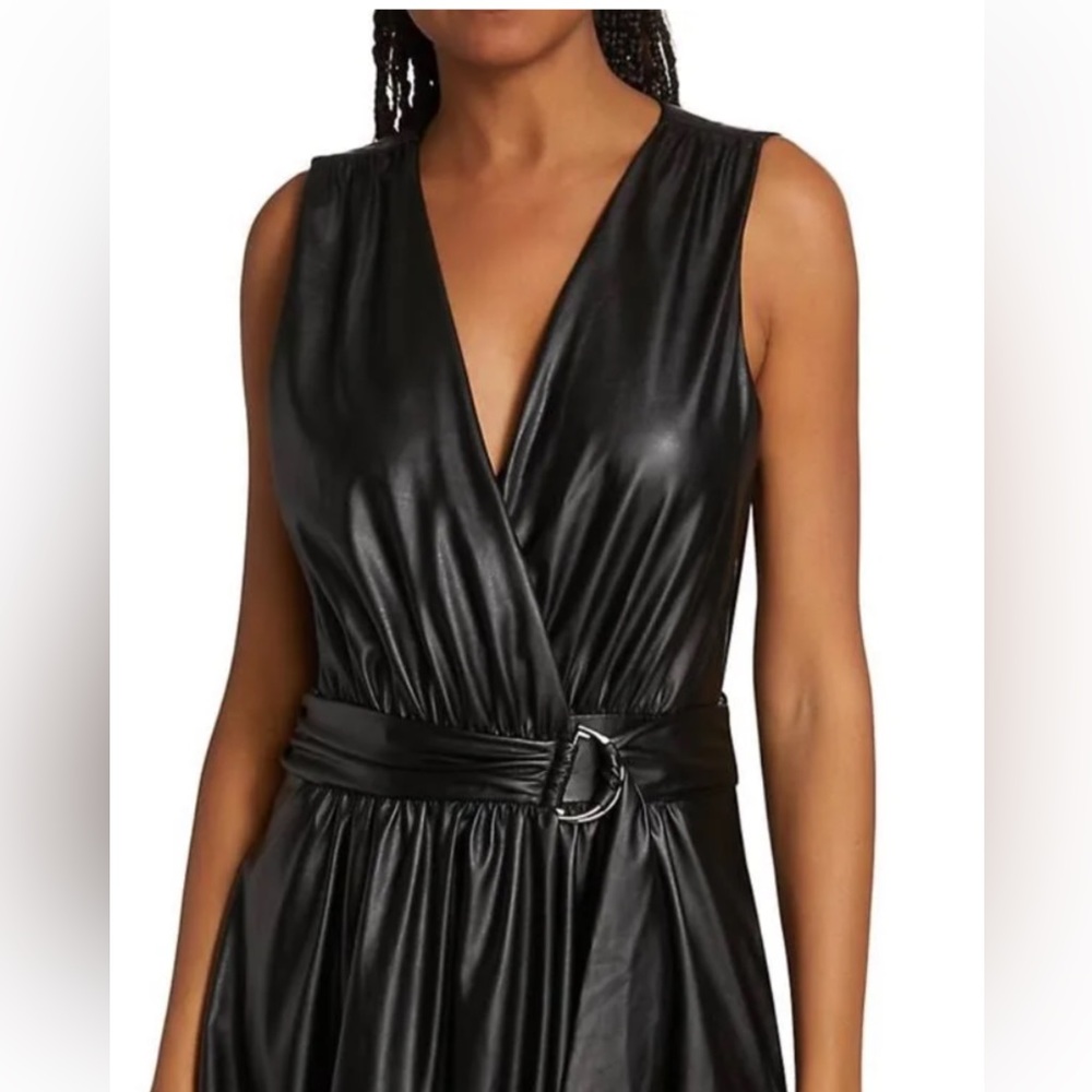 Ramy Brook Black Faux-Leather Mini Dress
